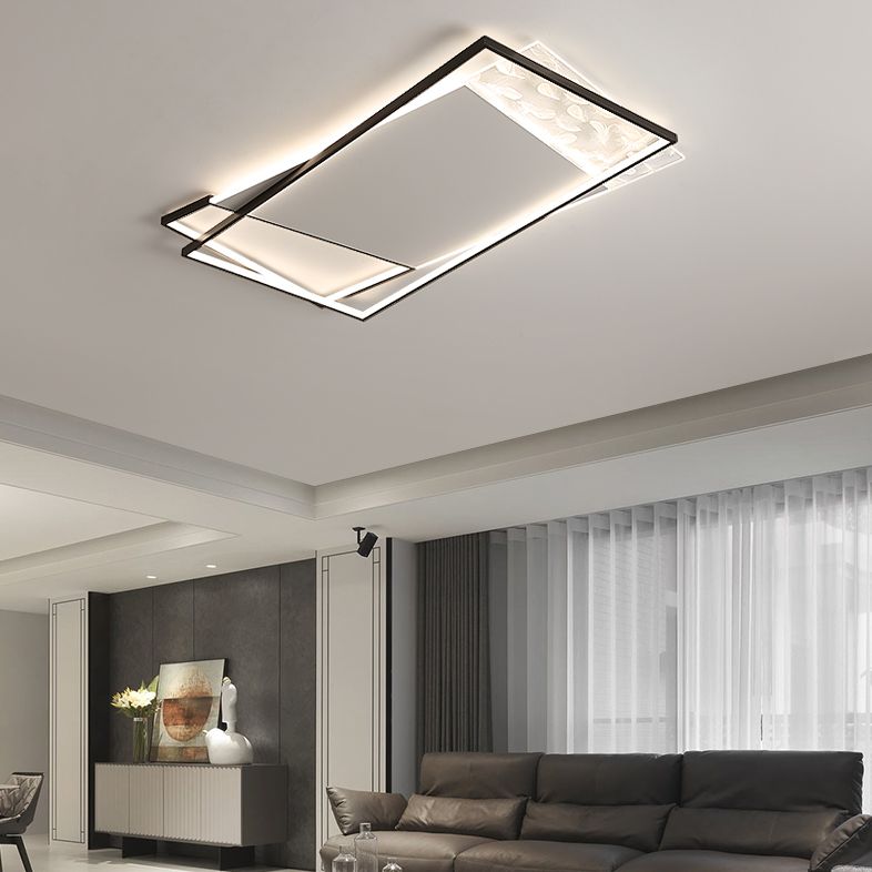 LED géométrique à LED à LED à lutte contre le plafond à la simplicité moderne Plume Plured Fer Flush Mount pour le salon