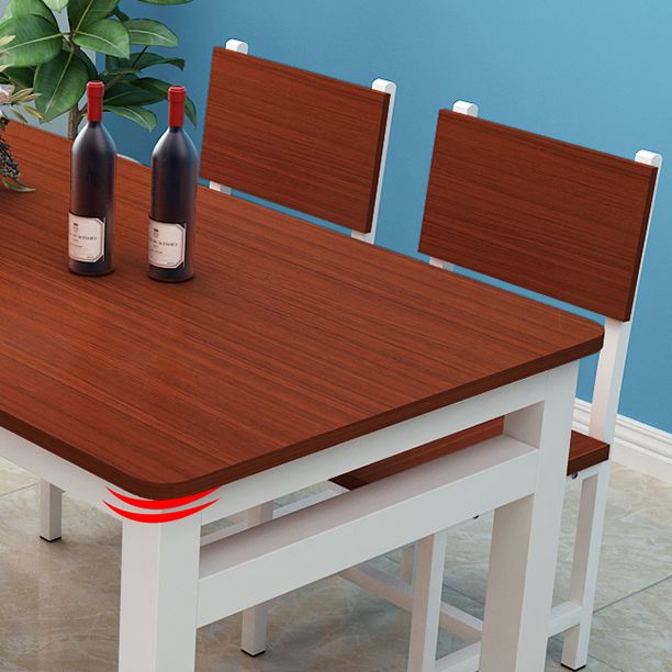 Minimalist Wooden Dining Room Set with White Base Formal Dining Table Furniture