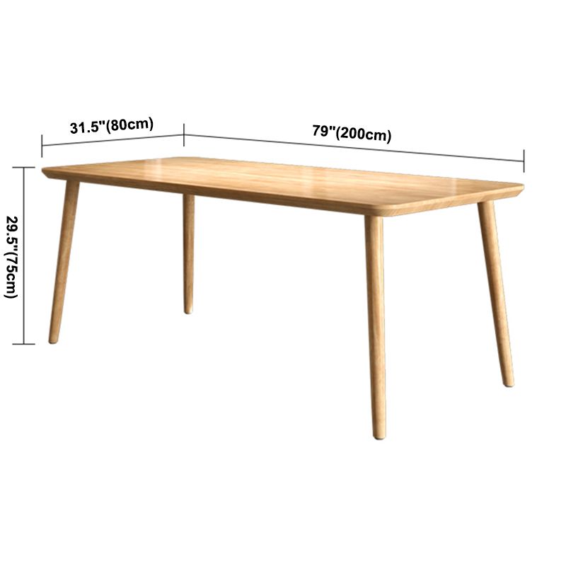 Mesa de comedor contemporánea rectangular de 4 patas, mesa fija de madera maciza, Color madera
