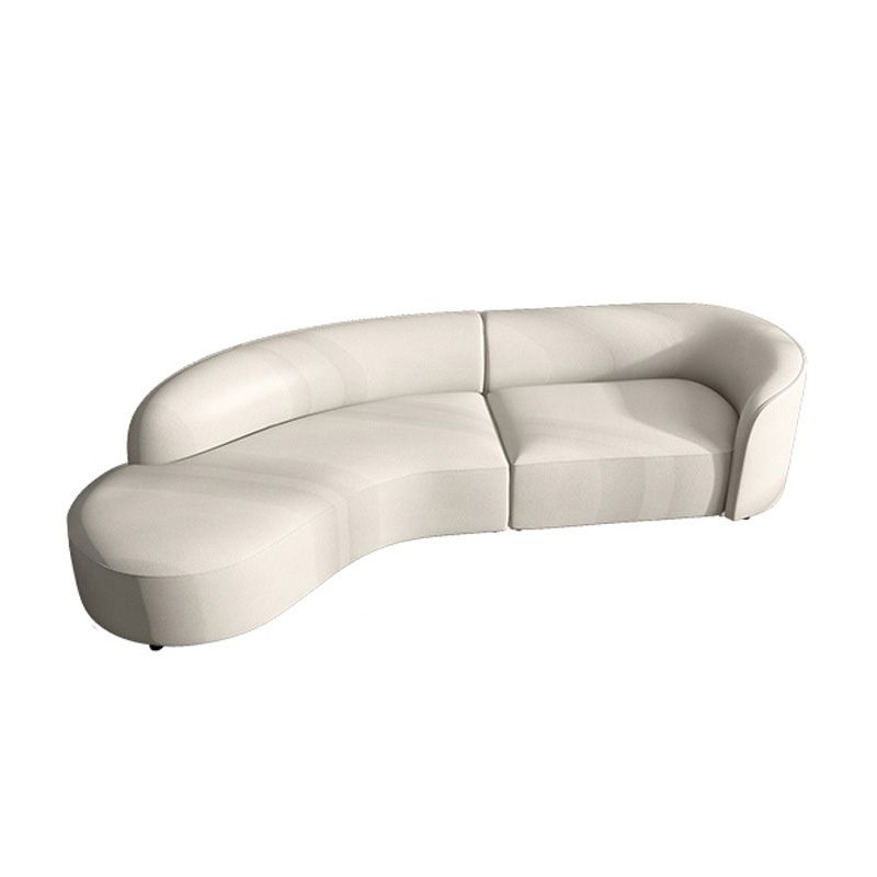 Contemporary Sofa Faux Leather Living Room Curved Cushions Seating