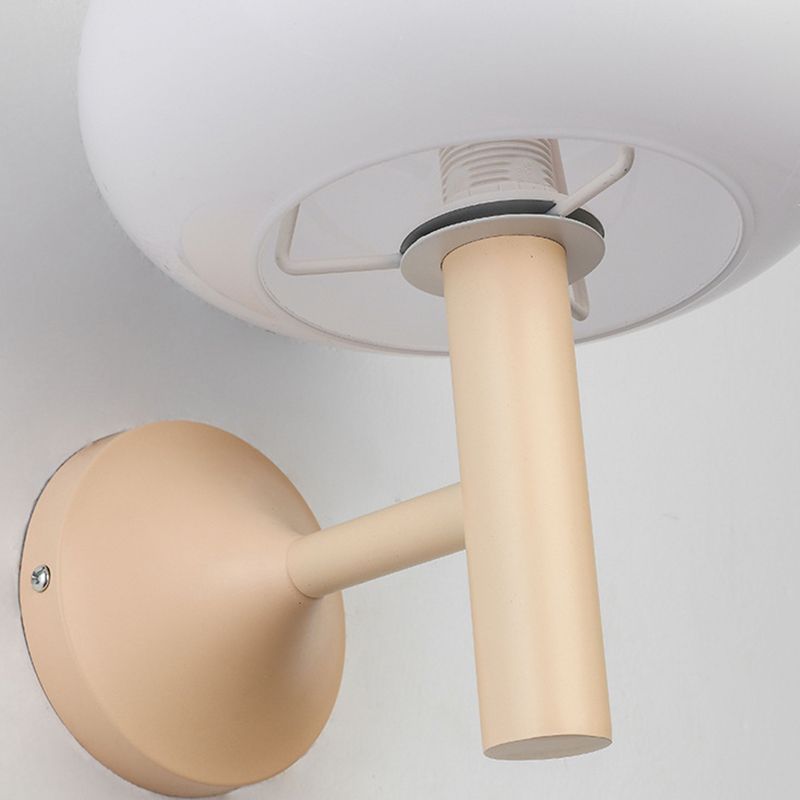 Modern Metal Wall Sconce Mushroom Shape Wall Light with Glass Shade for Living Room
