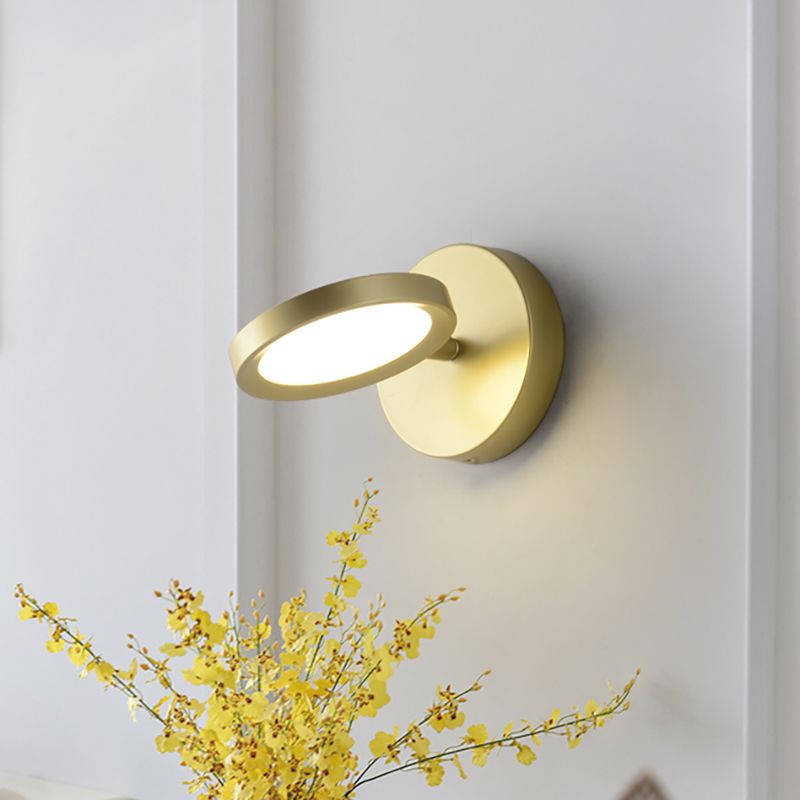 Modernistische LED -muur SCONCE Licht met metalen schaduw Zwart/Gouden Ronde Wall Monted Light
