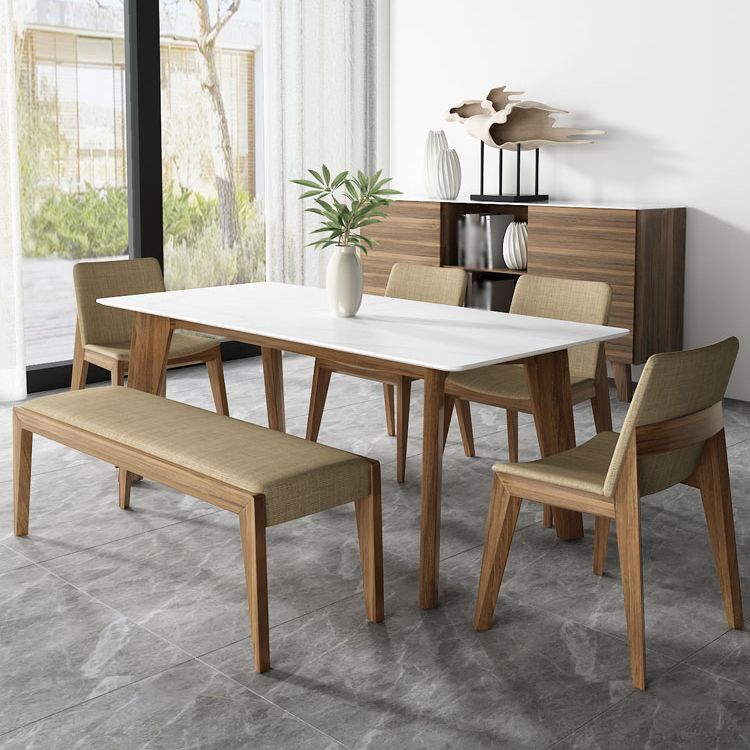 Scandinavische stijl linnen stof eetkamerstoel stoere stoelen met achterste rug (set van 4)