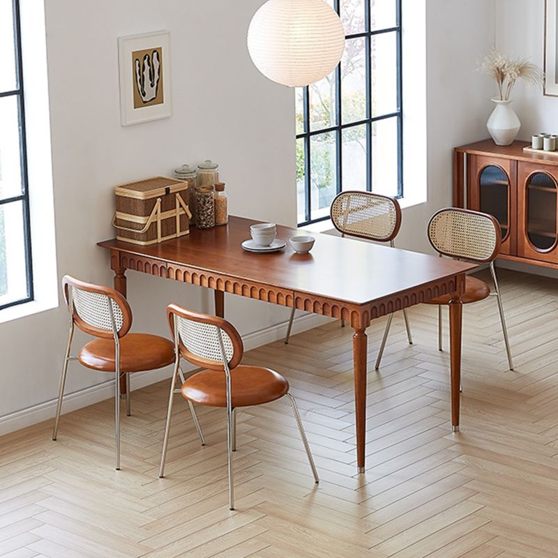 Modern Pine Wood Dining Set 1/5 Pcs Brown Dinette Set for Home