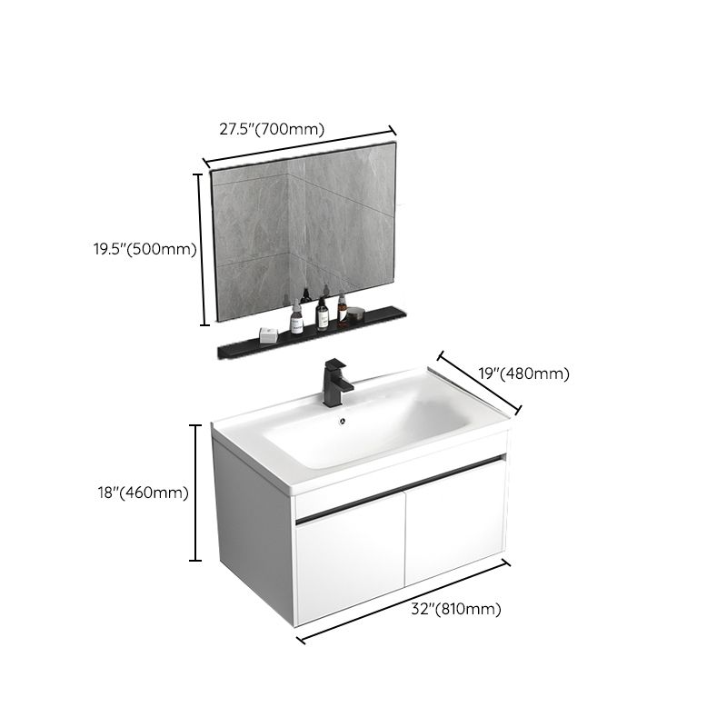 Modern Bathroom Vanity Set Wood Standalone Cabinet and Mirror Space Saver Vanity