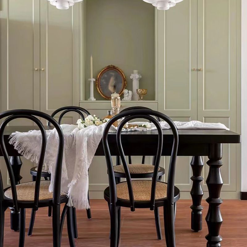 Solid Wood Dining Table Rectangle 4 Legs Dinner Table for Dining Room