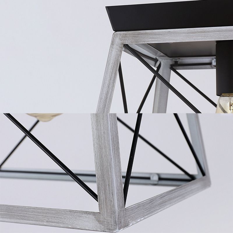 Rectangle Hanging Island Lights Industrial Iron Pendant Lighting for Restaurant