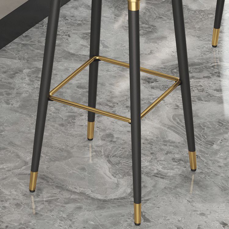 Glam Black Iron Barstool Simple Backless Indoor Tall Stool with Leather Seat