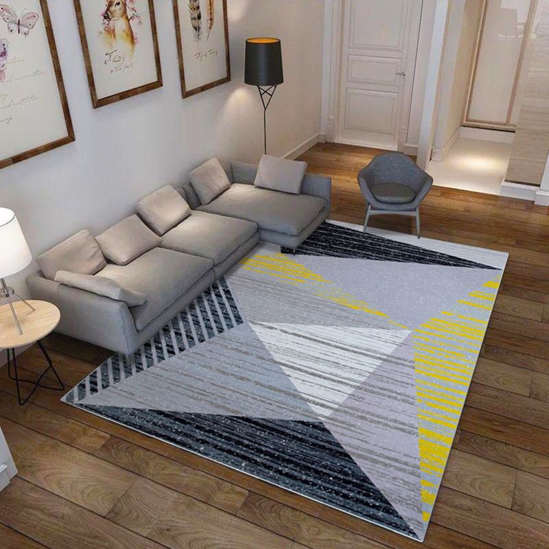 Nordic Geo Print Rug Multi Colored Polypropylene Area Carpet Anti-Slip Backing Pet Friendly Indoor Rug for Living Room