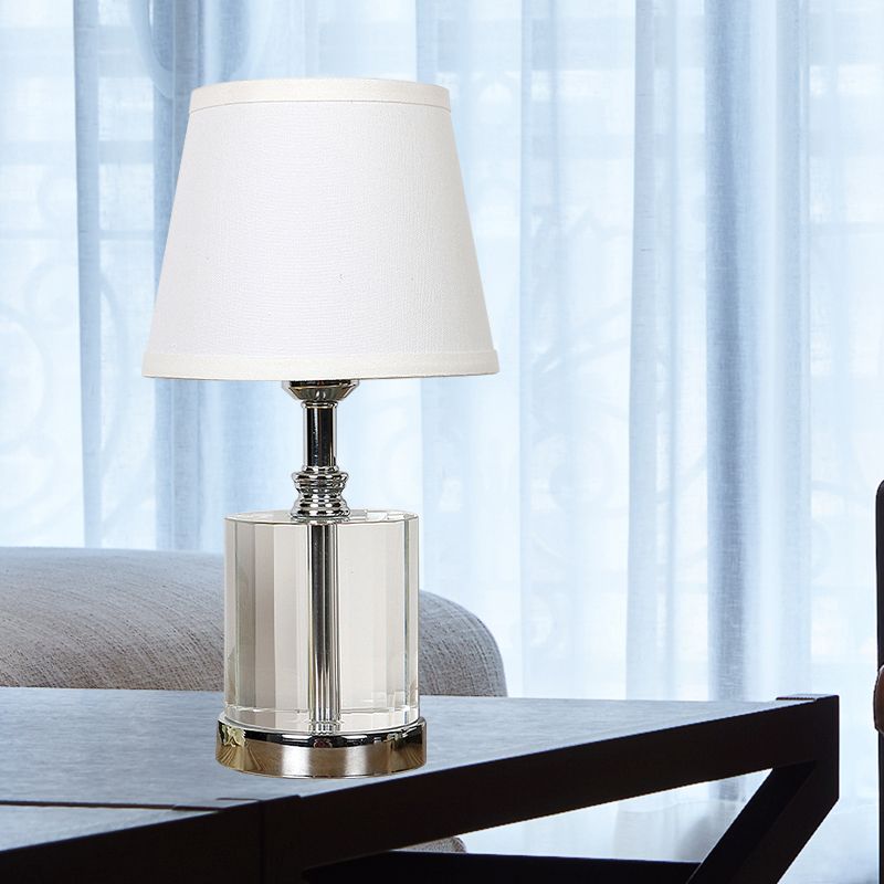 1 table de tête de tête modernisme modernisme d'éclairage nocturne blanc avec cylindre clair k9 cristal