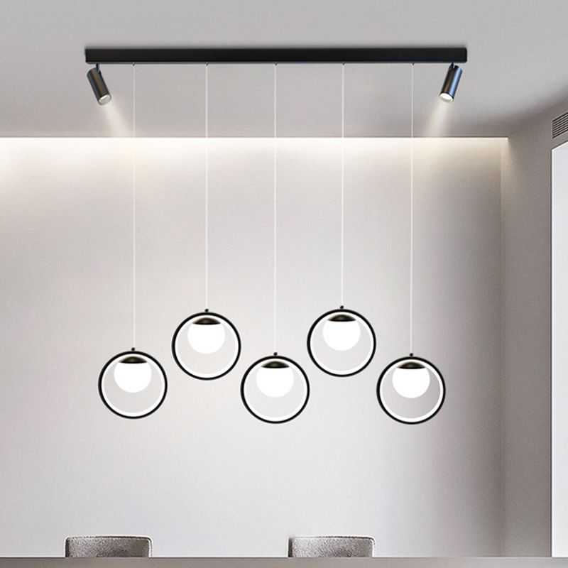 5-LIGHTS COURCHES LED ISLAND LIGHT VERRE DOUBLE DOUBLE SPOIGNEMENTS Minimalisme Éclairage pour salle à manger