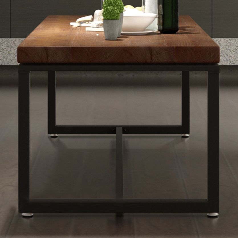 Industrial Rectangle Dining Table Pine Solid Wood Table with Trestle Base