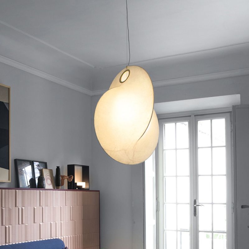 Wit moderne hanglamplichteranatuur 1-licht zijdehanglicht voor trappen