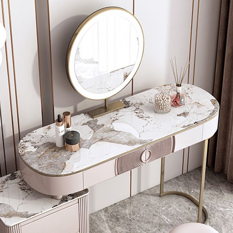 Modern White Vanity Desk with 5 Storage Drawers 15.74" Wide Wood Vanity Set