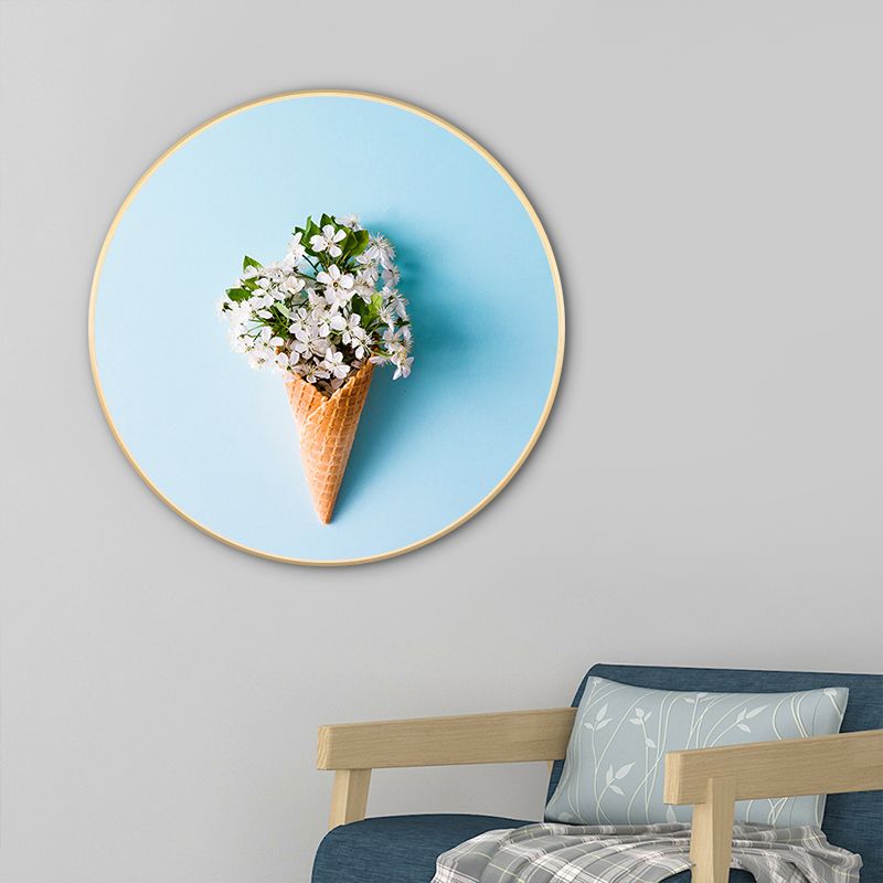 Blue Nordic Style Painting Botanical Canvas for Bathroom, Multiple Sizes Available