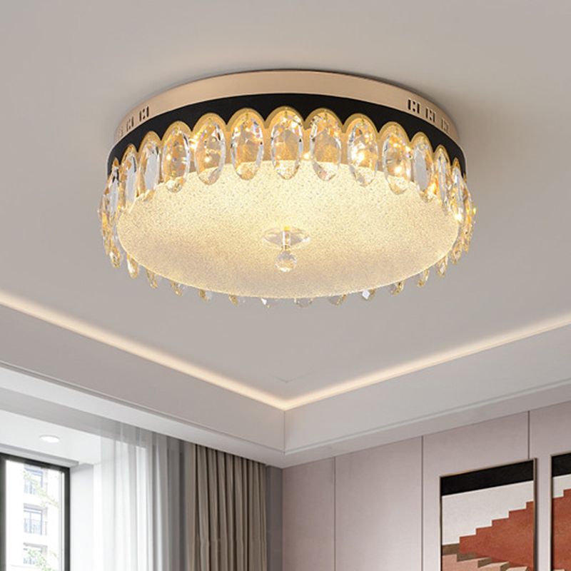 Clear Crystal Drip Drum Flushmount Light Minimalism LED Flush Montaggio Fissaggio per Bedroom