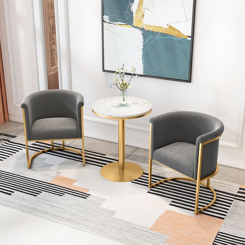 Parsons Velvet Arm Chair Velvet Gold Base Dining Chair for Dining Room