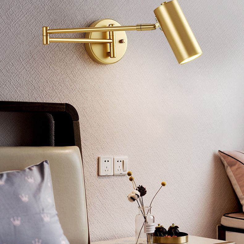 Metal 1 Light Wall Sconce Modern Cilindrico a parete a parete con braccio regolabile per camera da letto