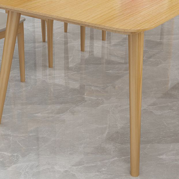 Rectangle 4 Legs Minimalist Table Wood Color Fixed Table of Solid Wood