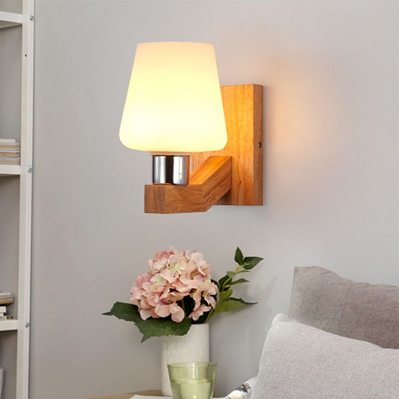 Modern Style Geometric Wall Light Sconces Wood 1 Light Wall Lighting Ideas