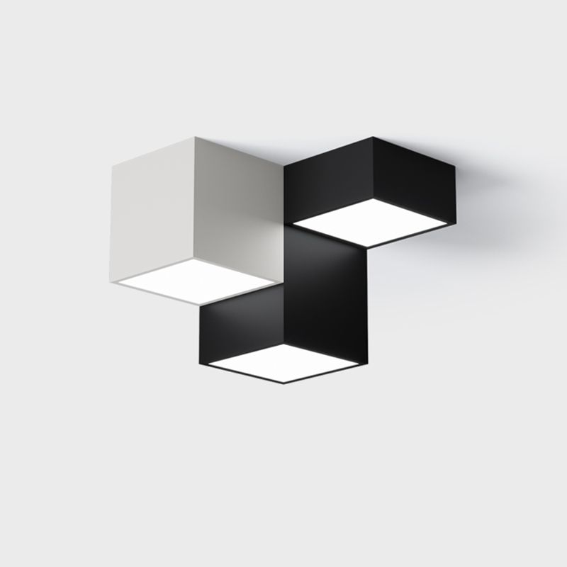 Zwart-witte LED-plafondlamp in moderne, minimalistische stijl Aluminium geometrische inbouw met acrylkap