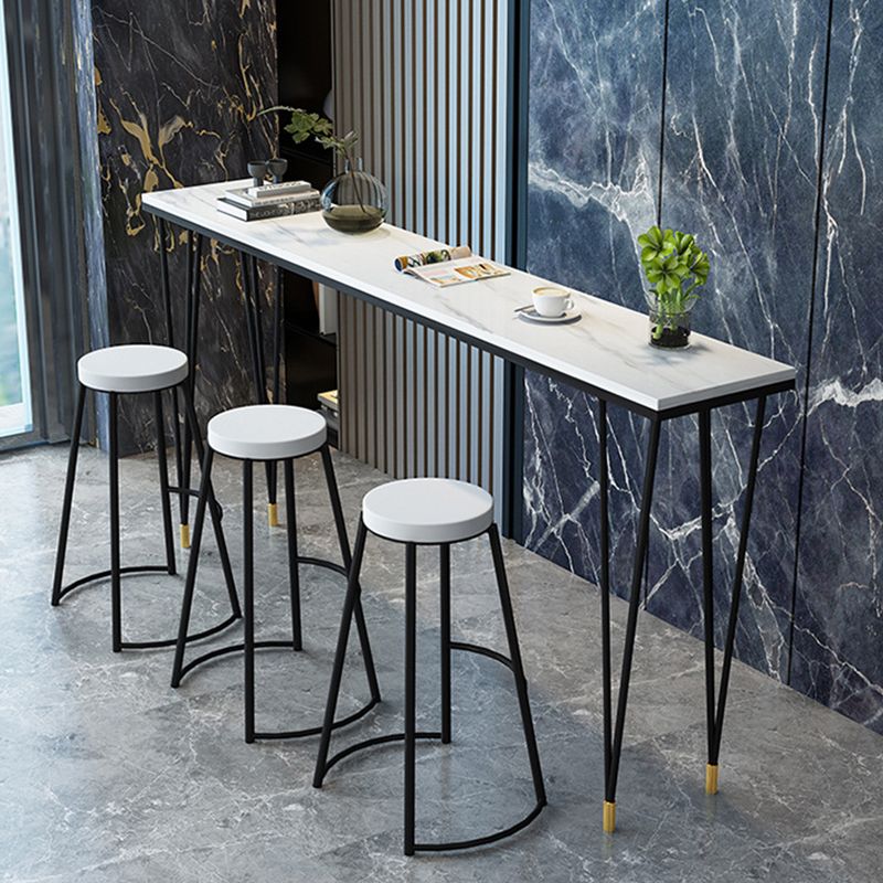 Modern Bar-height Table Stone Top Bistro Pub Table with Four Legs