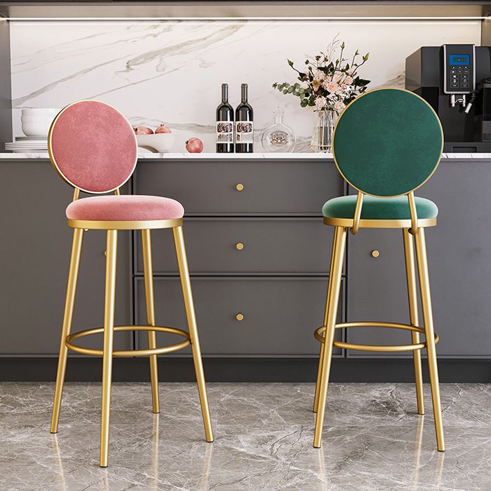 Glam Style Upholstered Fabric Dining Side Stools for Home Armless Low Back Barstool