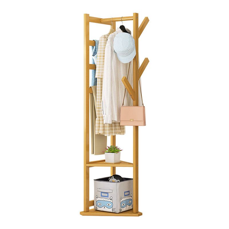 Wooden Entrance Hall Tree Modern Style Home Floor Coat Hanger