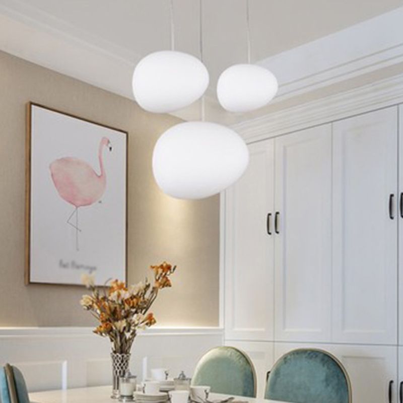 Nordique pavé pavé en verre blanc lampe à la suspension de la salle à manger 1