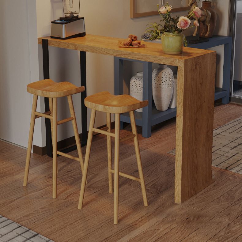 Contemporary Solid Wood Barstool Restaurant Bar Stool with Pedal
