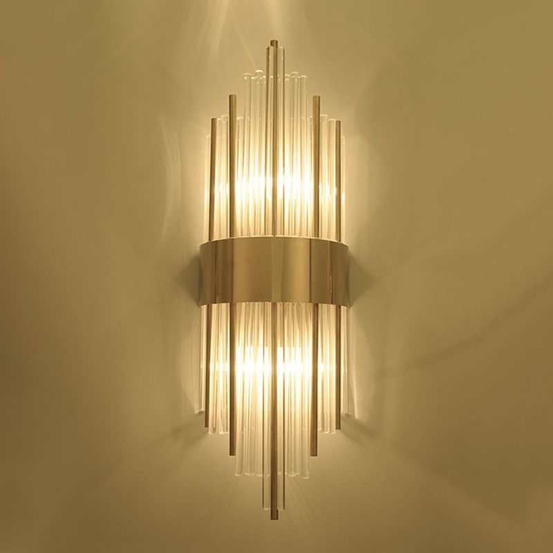 Kristallzylindrische Wandleuchte moderne Stil 2 Leuchten Wandmontierte Lampen