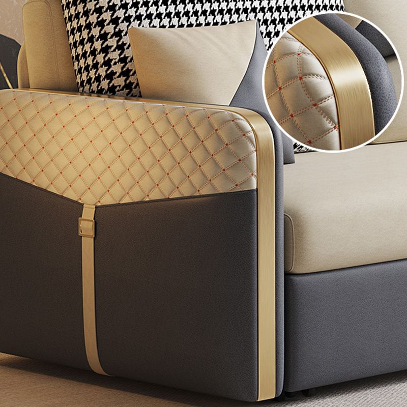 White Pillow Back Sleeper Sofa Square Arms Faux Leather Convertible Sofas