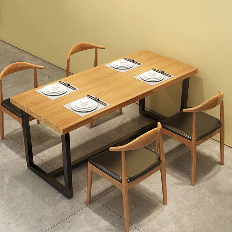 Industrial Dining Set 1/5 Pcs Solid Wood Top Dining Table and Armless Chairs