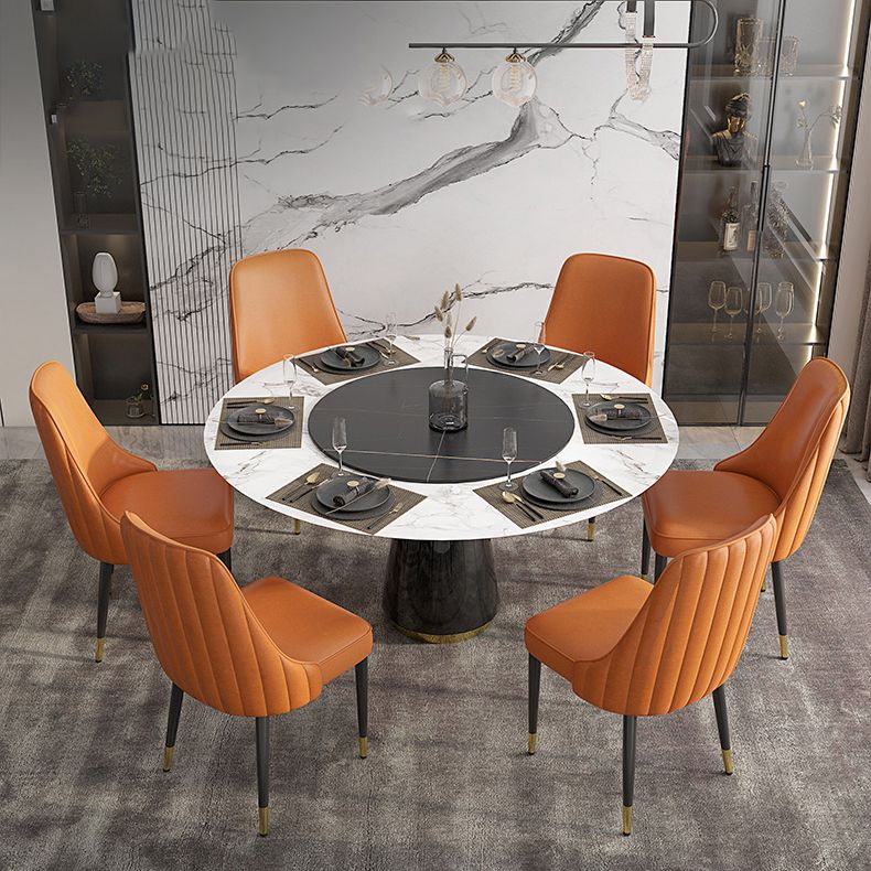 Glam Style Side Chair PU Leather Dining Chair for Living Room