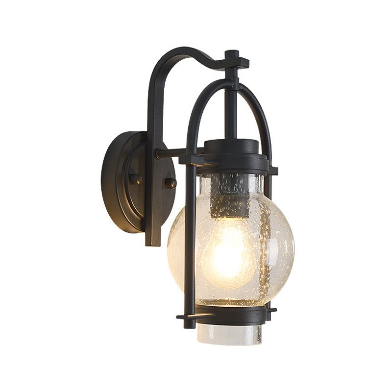 Industrial Glass Wall Light 13" High Wall Sconce in Black for Outdoors