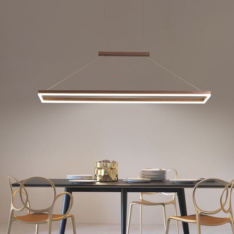 Metal Rectangular Pendant Light Kit Modern Style LED Hanging Ceiling Light for Dinning Room