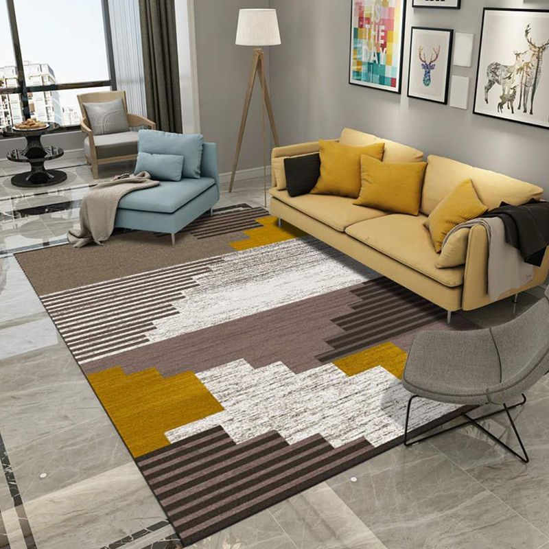 Nordic Drawing Room Rug Multi Colored Patterned Carpet Polypropylene Machine Washable Anti-Slip Backing Pet Friendly Rug