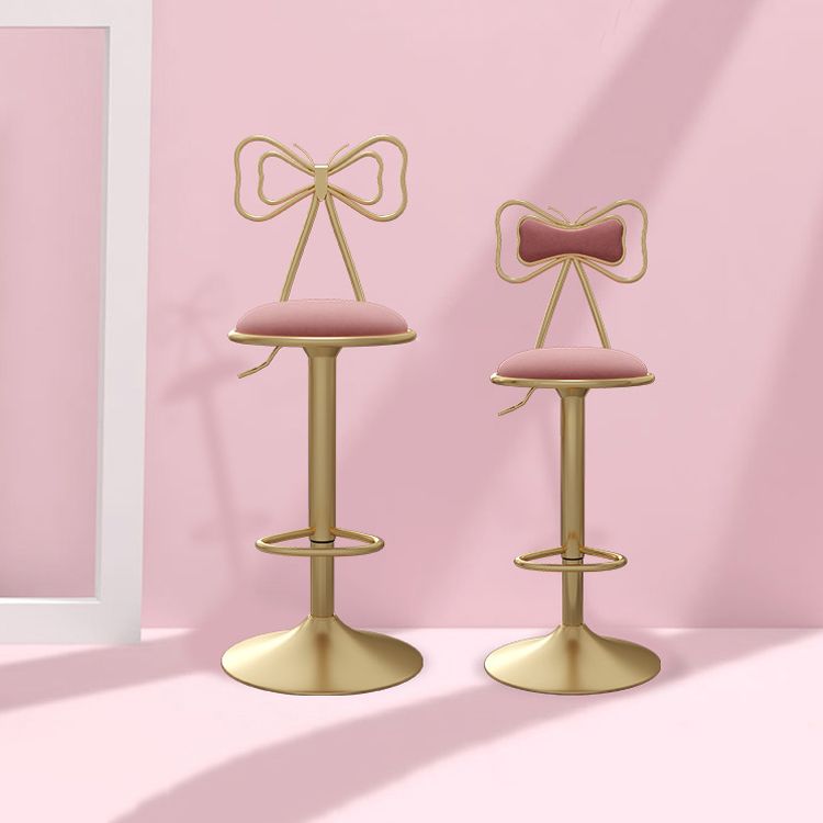Adjustable Glam Bar Stool Footrest Low Back Upholstered Indoor Counter Stool