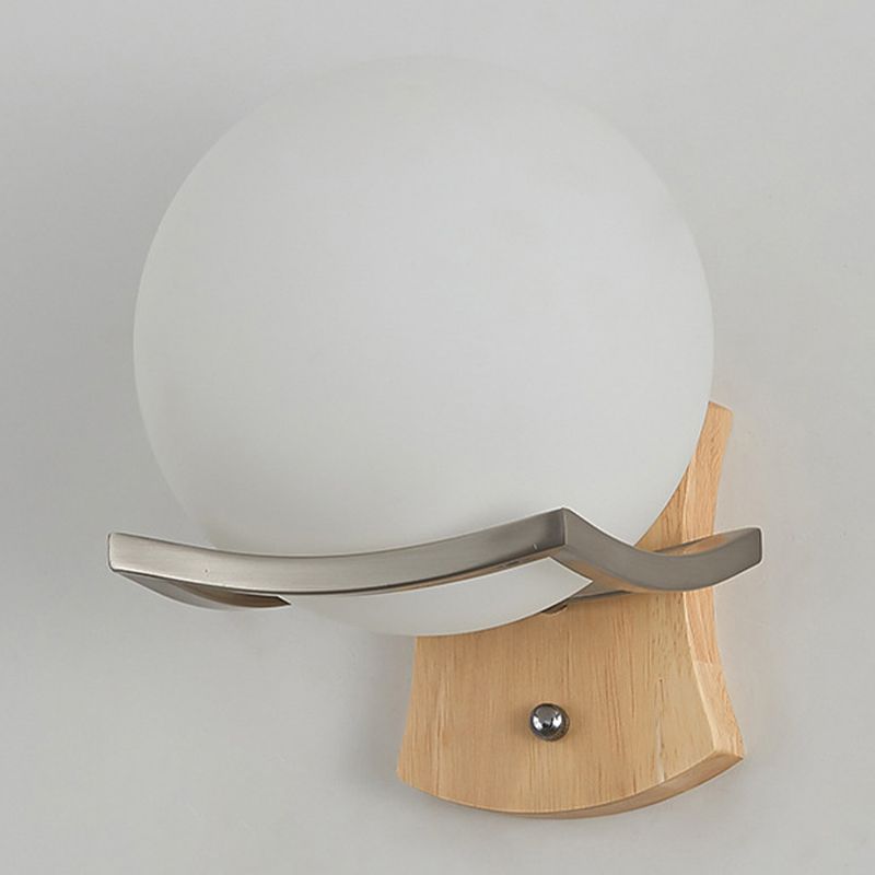 Modern Style Spherical Shape Wall Sconce Glass 1 Light Sconces for Bedroom