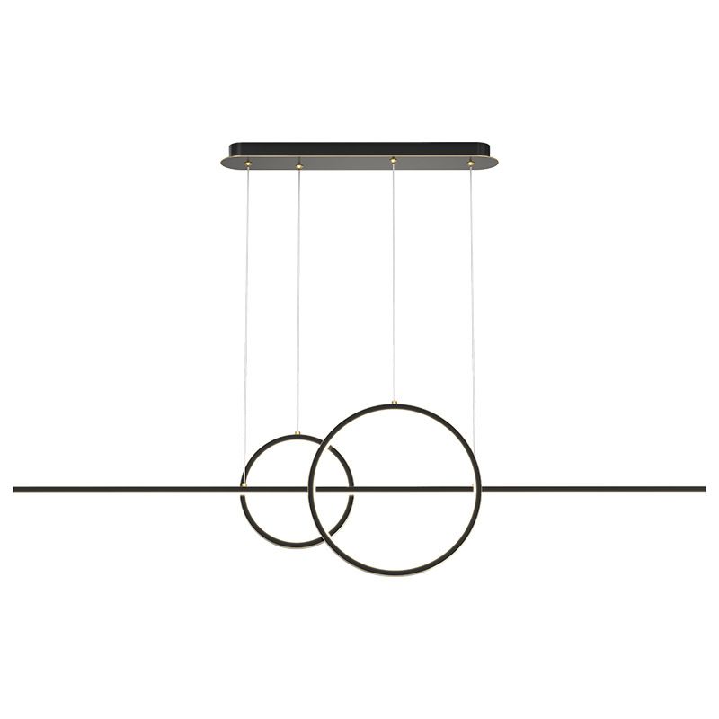 Metal 3-Light Pendant Light in Modern Minimalist Linear LED Silicone Island Light