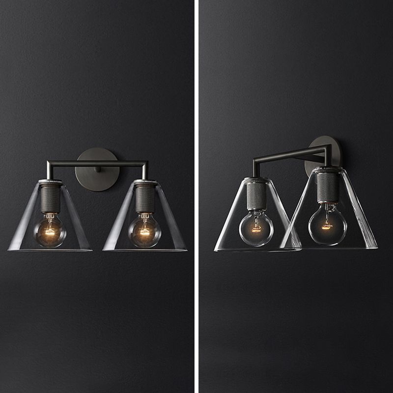 Nordischer Stil Metall Wandleuchte Kegelform Wandleuchten mit klarem Glas für Schlafzimmer