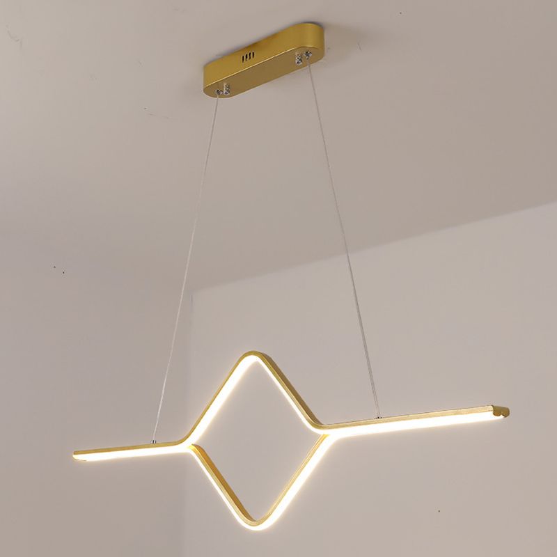 Linear Shape Island Pendant Modern Style Metal 2 Lights Island Lighting for Bedroom