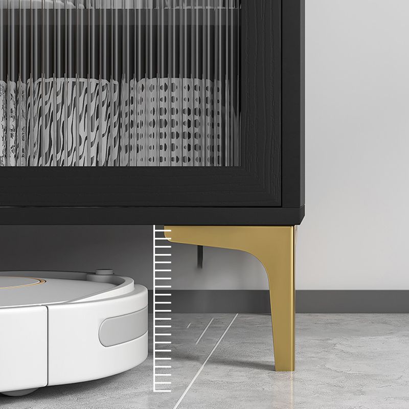 Modern Engineered Wood Frame Server Glass Doors Server with Gold Legs