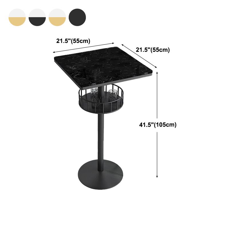 Glam Faux Marble Bistro Table Indoor Iron Single Pedestal Bar Dining Table Fixed Table