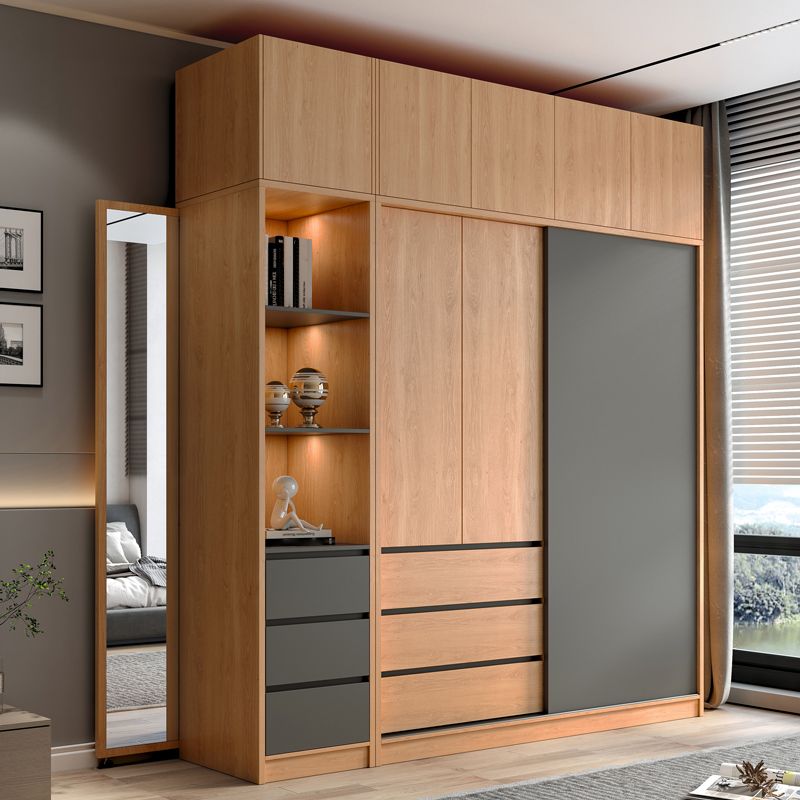 Engineered Wood Wardrobe Cabinet With Drawer Modern Wardrobe Armoire