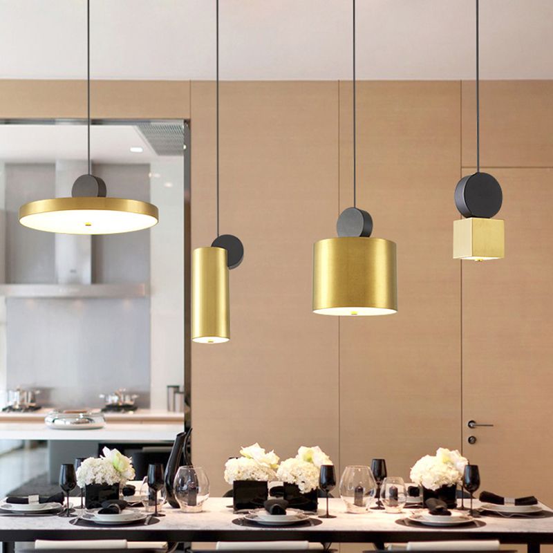 Contemporary Geometric Shaped Drop Pendant Metal 1 Light Suspension Light
