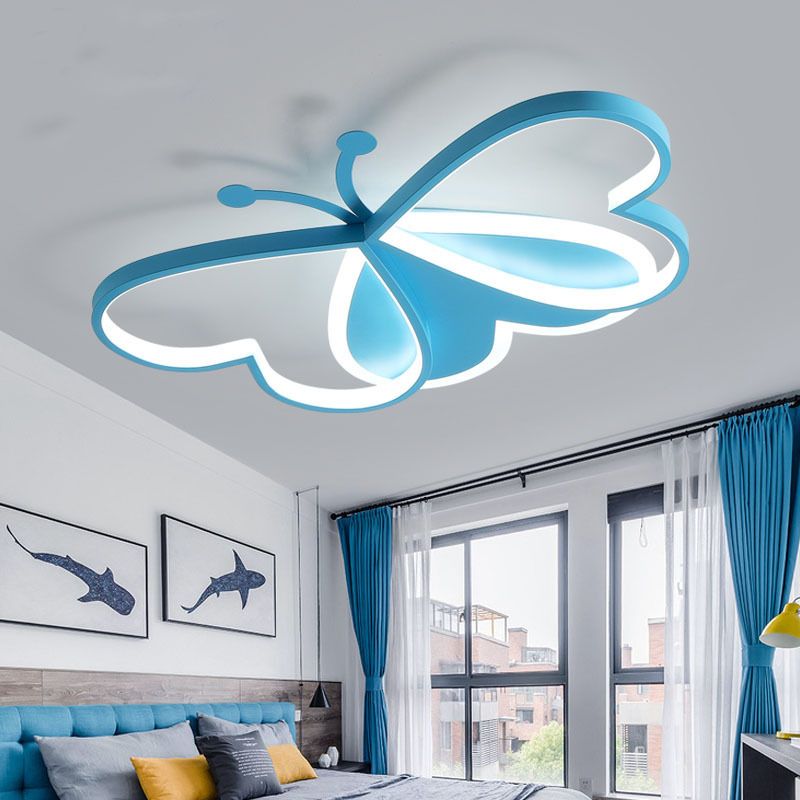 Contemporary Butterfly Flush Light Metal 3 Light Flush Mount Ceiling Fixture