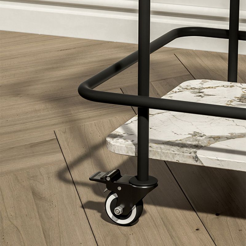 Glass Top End Table with Casters Modern 25.6"w 1-Shelf Side Table