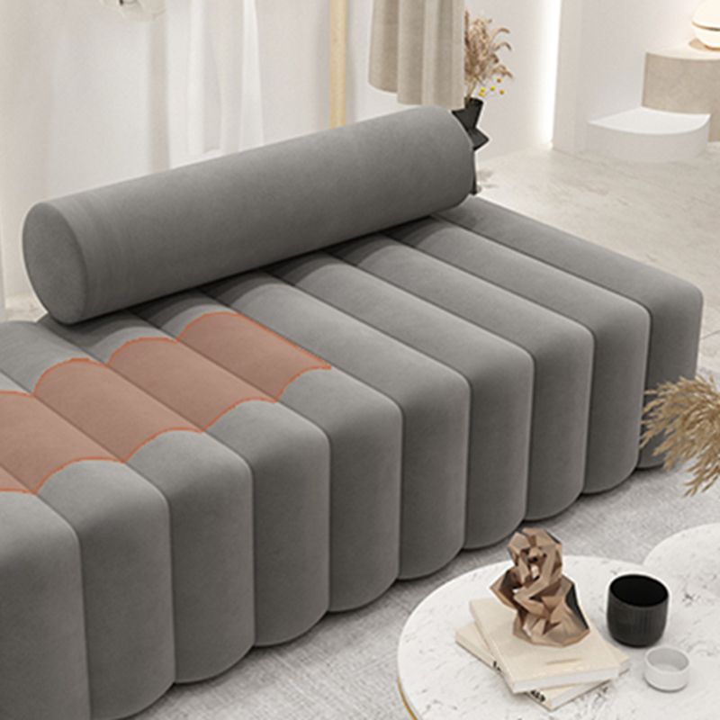 Gray Modern Velvet Sofa 16.92" High Armless 3/4/5-seater Sofa