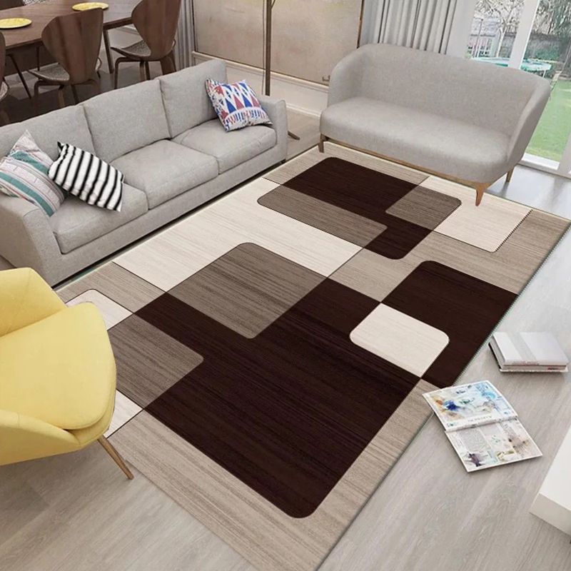 Multi Color Nordic Rug Polyster Geo Printed Area Rug Non-Slip Backing Pet Friendly Easy Care Rug for Parlor